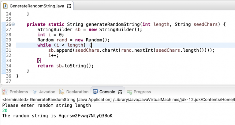 java generate random string without character